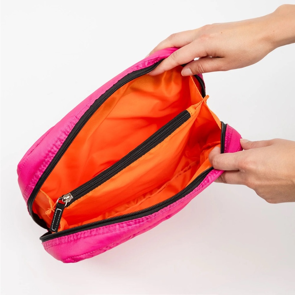 Pink puffer travel organizer